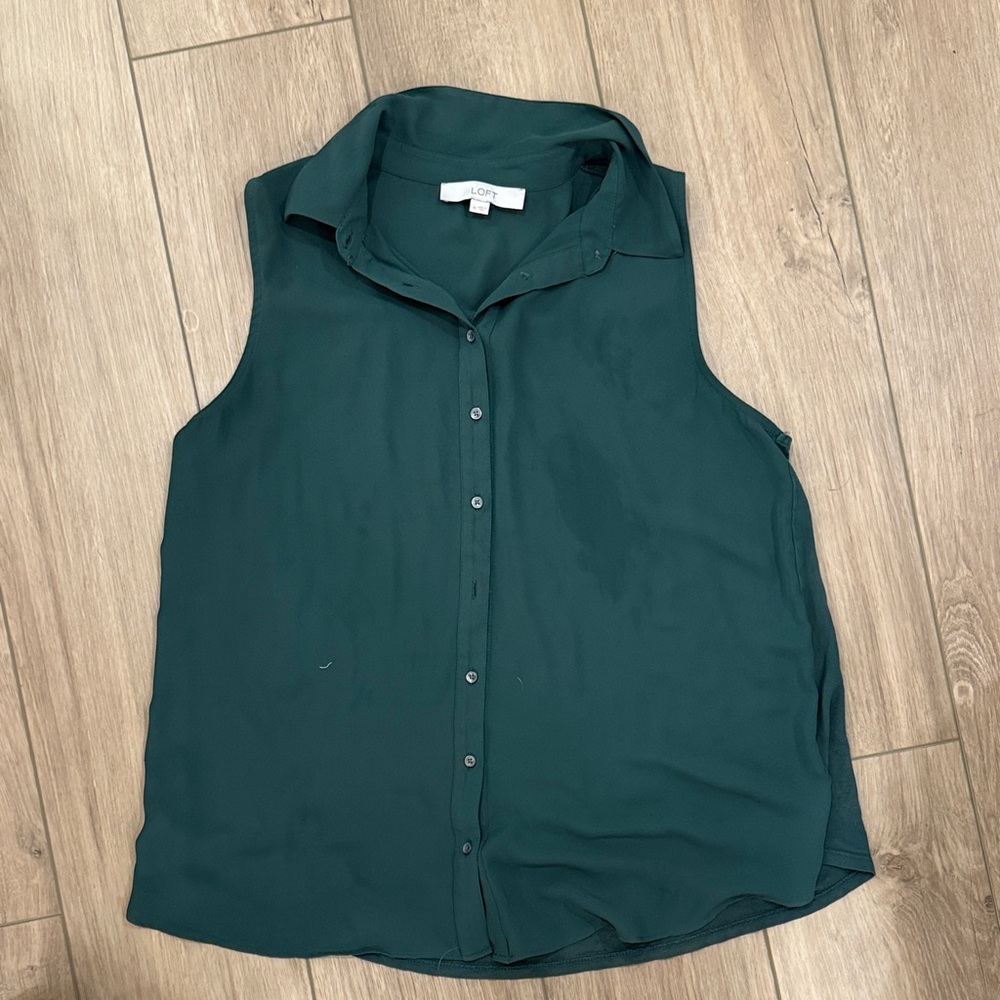 LOFT Dark Green Sleeveless Blouse